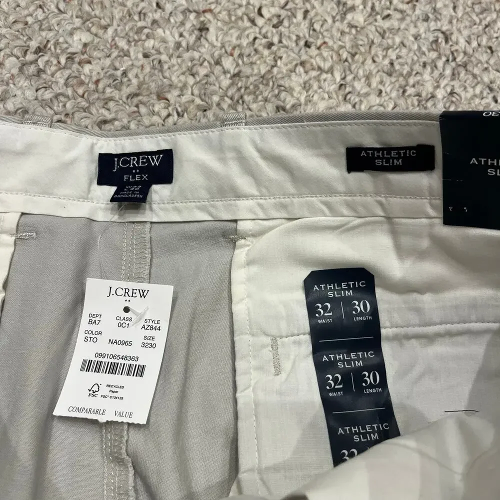 NEW J Crew Athletic Slim Fit Chino Pant 32x30 Khaki Preppy Classic Casual Work